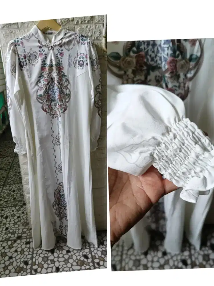 Gamis  putih motif  murah