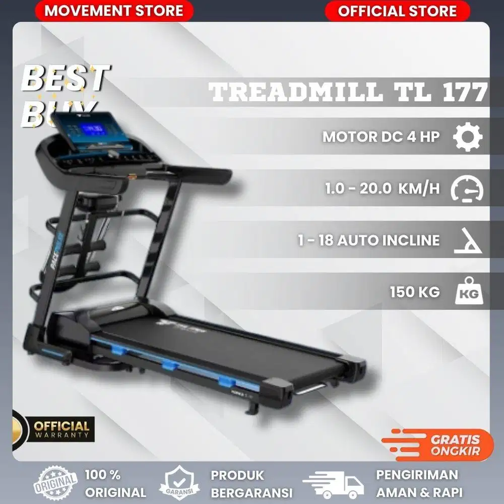 Jual Alat Fitness Treadmill Electrik TL177 Kualitas Premium Bergaransi