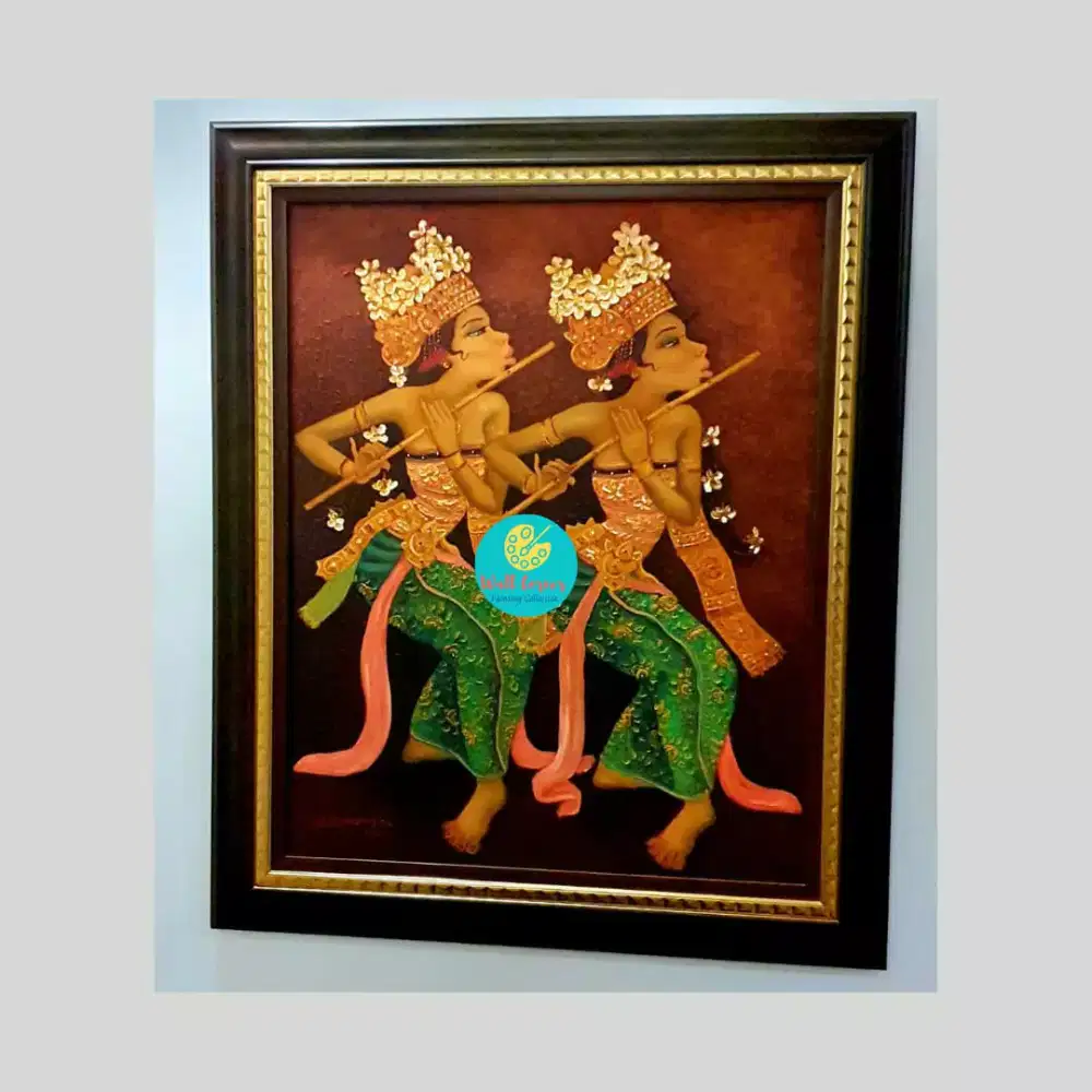 Lukisan Peniup Suling Hand Painting Acrylc on Canvas Balinese Dancer