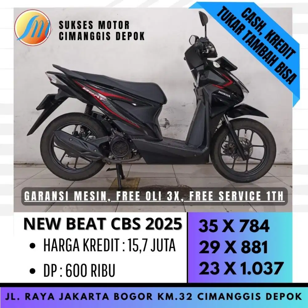 HONDA NEW BEAT CBS 2025 HITAM MULUS PAJAK HIDUP CASH KREDIT