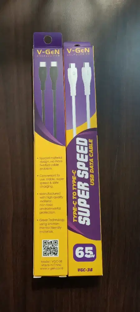 Kabel Data V-GeN VGC-38 Type C to Type C QC 4.0 PD 65W  1 Meter