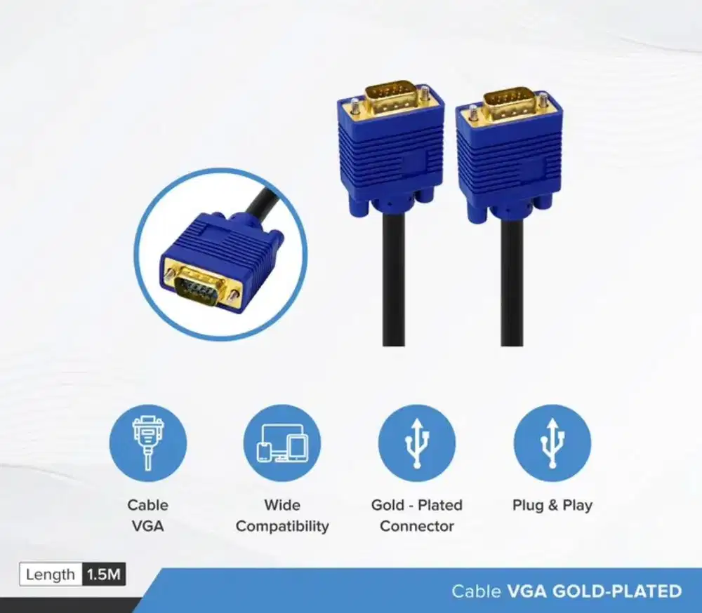 Kabel VGA 1,5m, 3 meter, 5 meter Gold Plated NYK High Quality