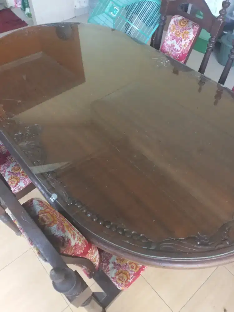 DIJUAL Set meja makan kayu jati