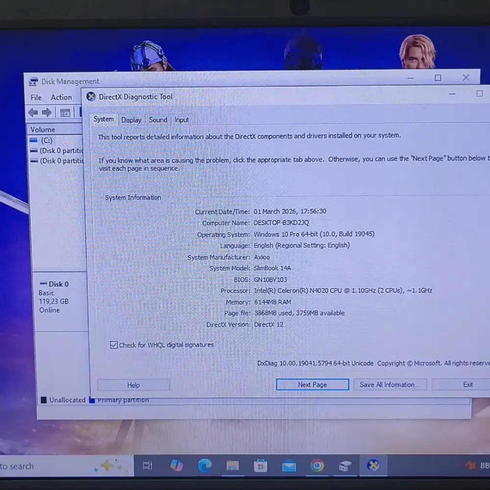 Laptop Axioo Slimbook 14a Ram 6/128Gb