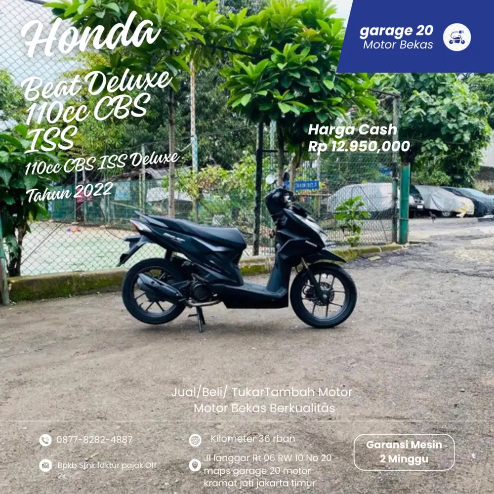 Honda Beat Deluxe 110cc CBS ISS Esp Tahun 2022 Pajak Off