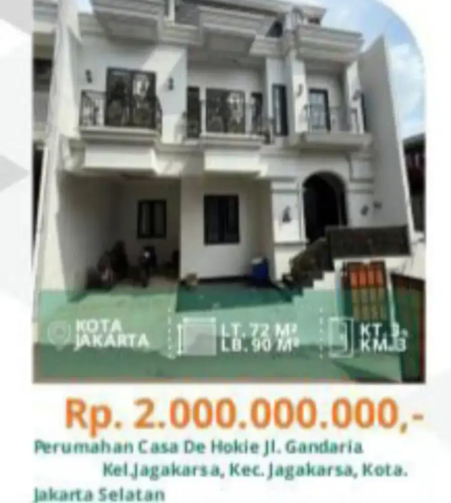 Dijual Rumah Siap Huni Casa De Hokie Jagakarsa