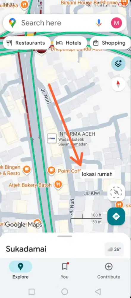 dijual rumah di area tengah kota banda aceh