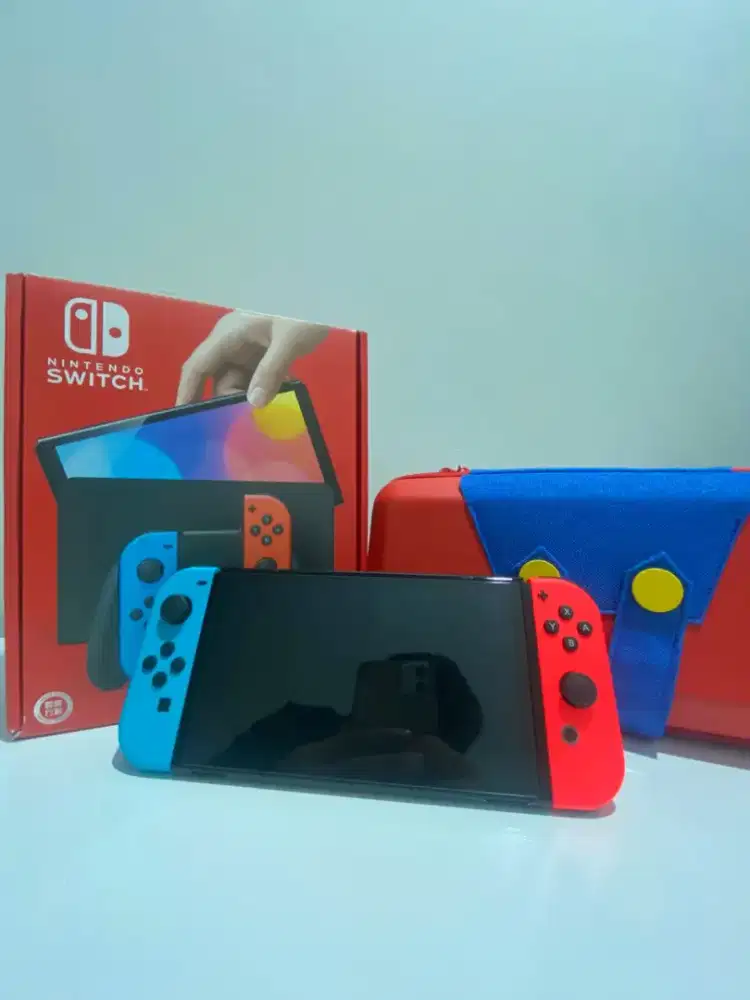 Jual Cepet Nintendo Switch OLED Neon Blu/Red Fullset
