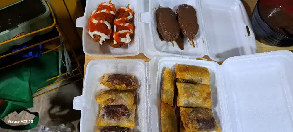 cordog, dan lumpiah ubi ungu coklat lumer