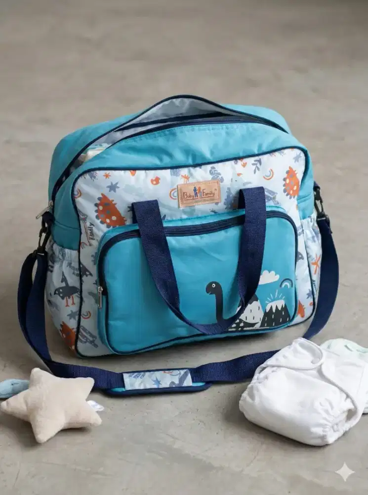[FREE / GRATIS] Tas Bayi Baby Family Motif Dinosaurus Biru