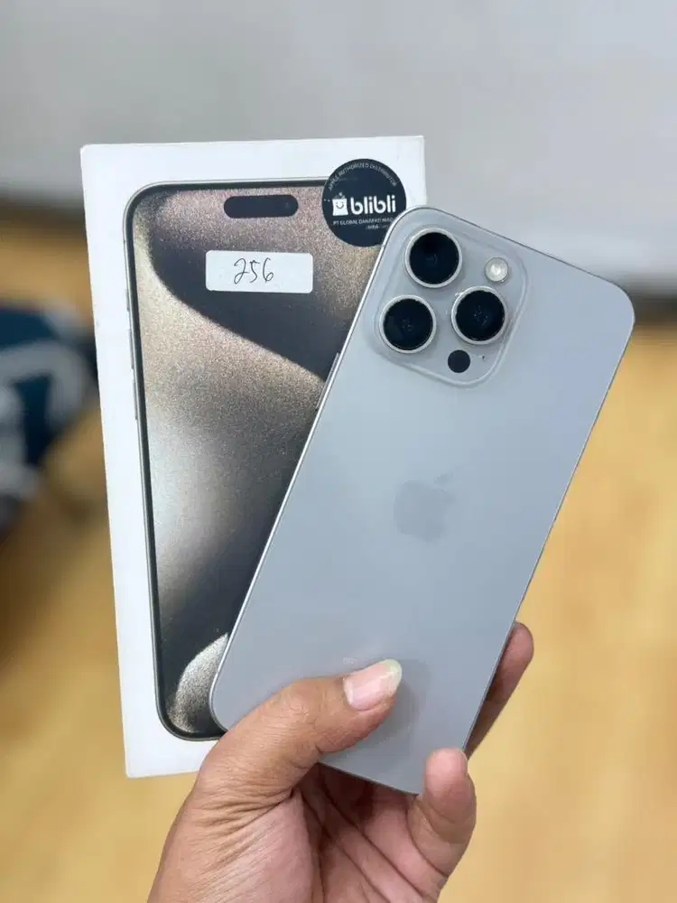 Iphone 15 promax 256Gb Natural second resmi iBox bh 85% fullset ori