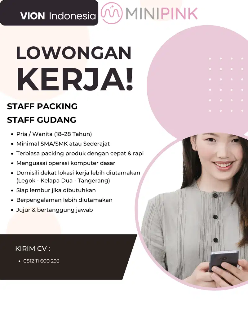 LOWONGAN KERJA STAFF PACKING & STAFF GUDANG - ONLINE SHOP