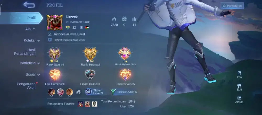 Akun Mlbb 40k Highest rank Mytich glory