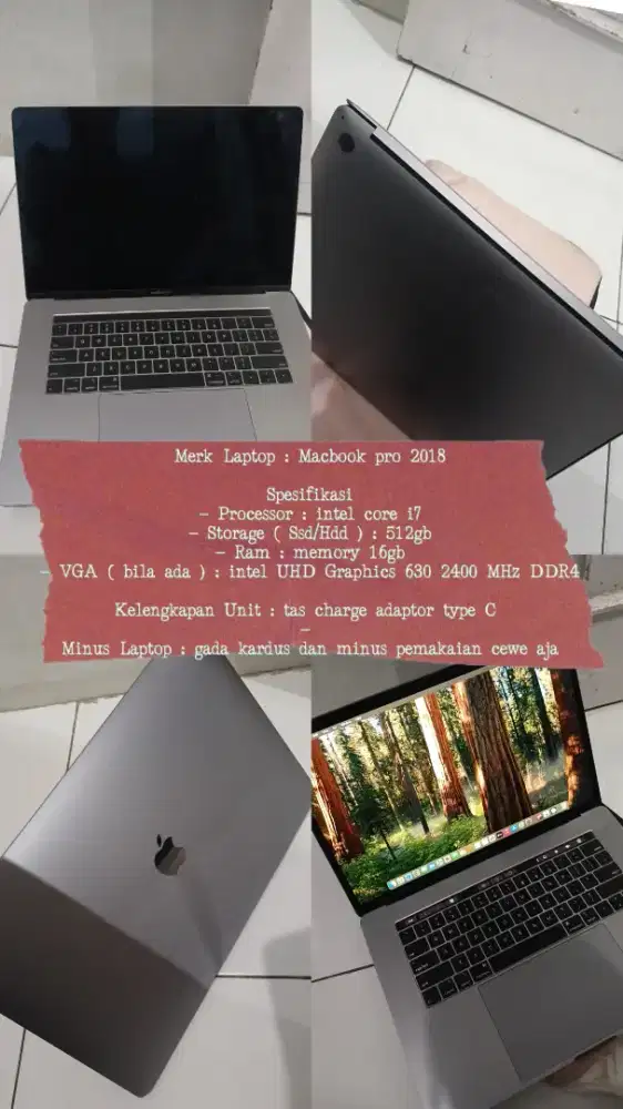 Di jual BU Laptop macbook pro 2018 harga nego