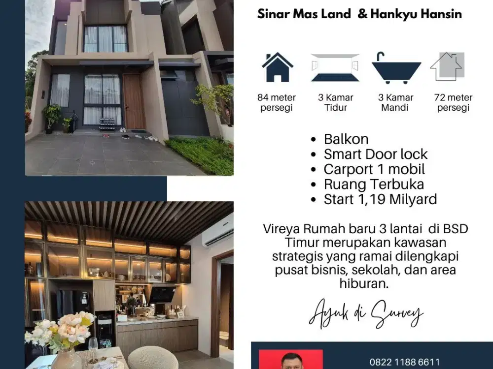 Rumah Baru BSD Cluster Vireya Lynelle di Pusat Kota BSD Hanya7 Menit ke Pintu TOL