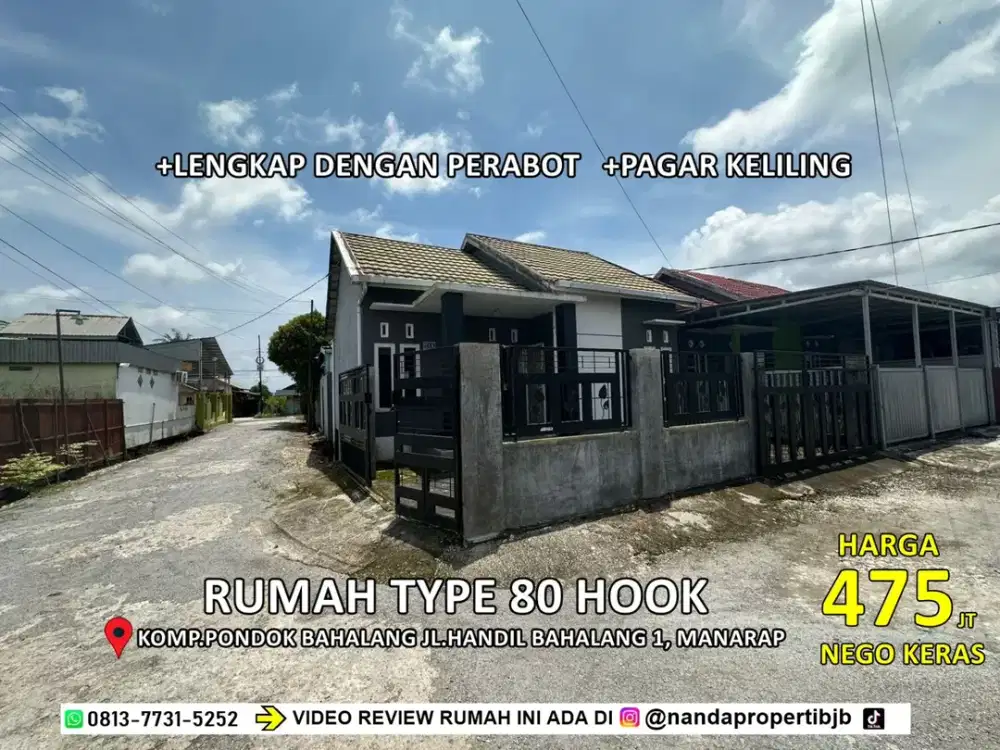 rumah type 80/135m2 HOOK di pondok Bahalang Manarap