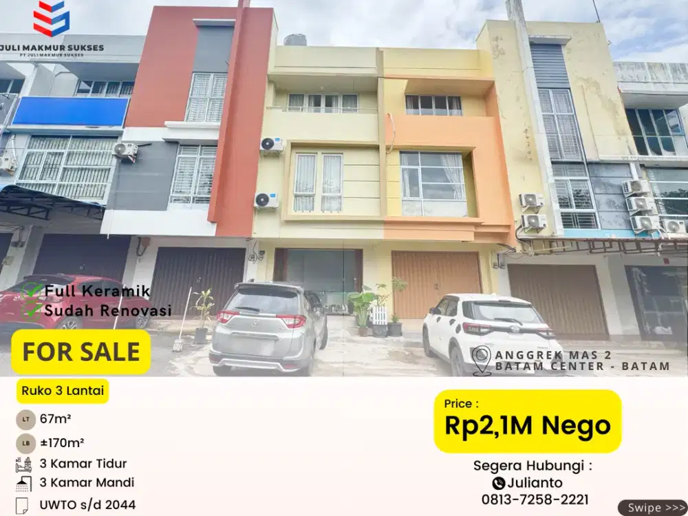 Dijual Ruko 3 Lantai di Anggrek Mas 2 Batam Center