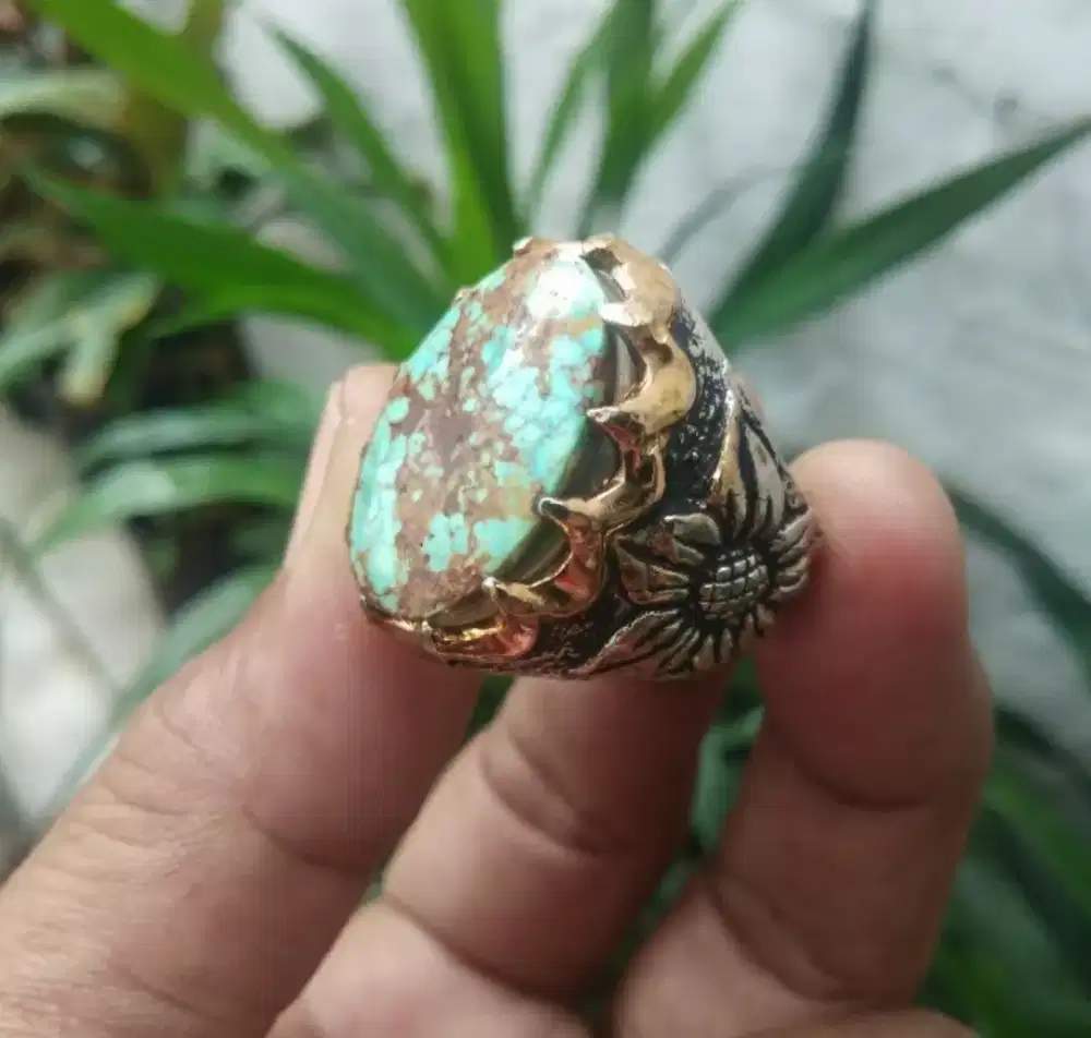 batu cincin pirus persia motif naga