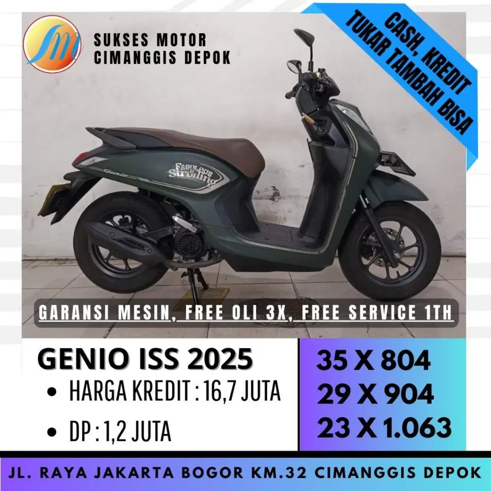 HONDA BEAT GENIO ISS 2025 GRESS LIKE NEW HIJAU DOF DP 1 JUTAAN