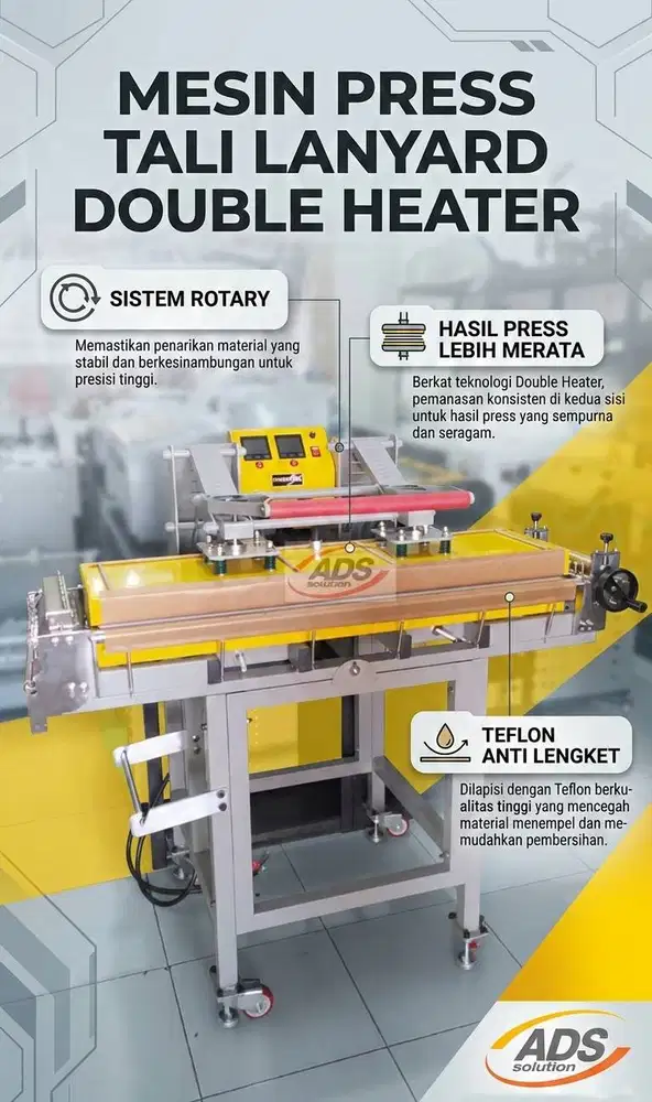 MESIN PRESS TALI LANYARD DOUBLE HEATER DENGAN SISTEM ROTARY