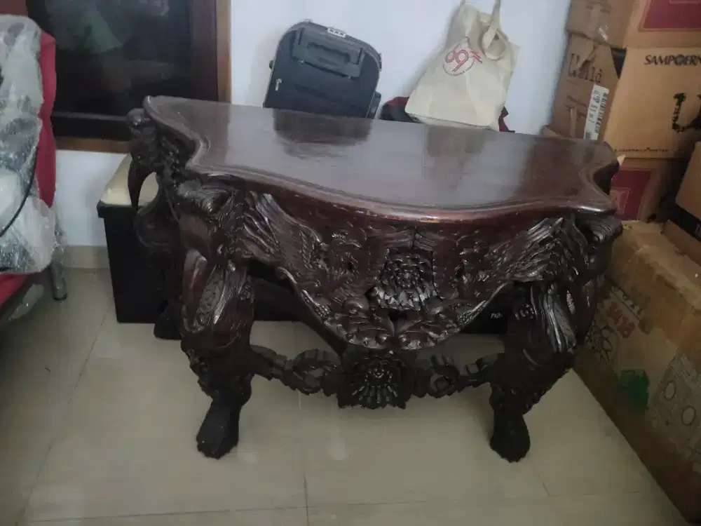 Meja Konsol Kayu Jati Antik Ukiran Bagus Kokoh