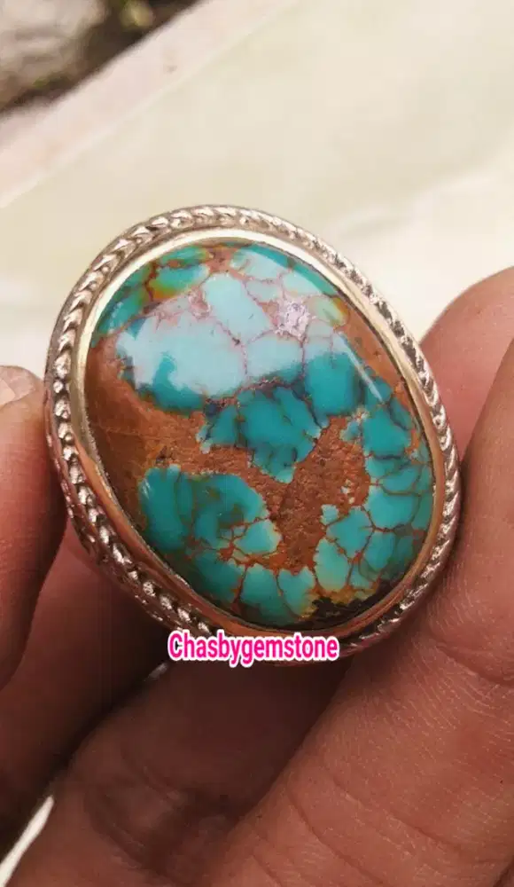 Natural Batu Pirus Persia serat jala-Pirus Persia super tua urat emas