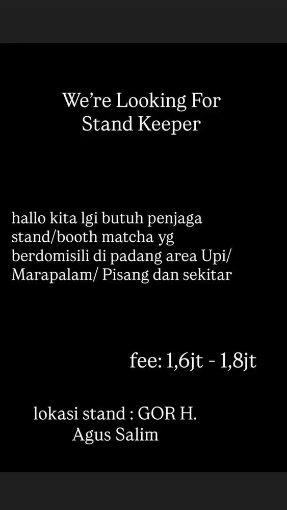 Penjaga Booth matcha