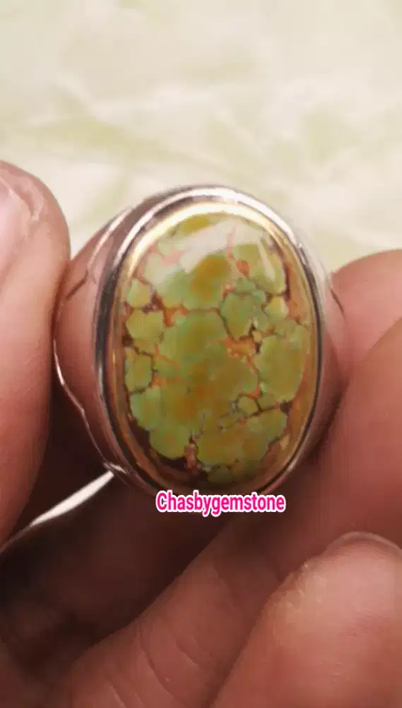 Batu Pirus Persia ceplok kura lawasan-Pirus Persia warna langka mulus