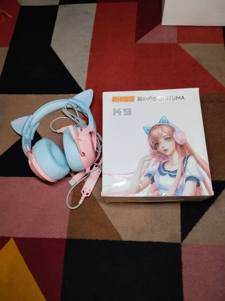 Headset Gaming ONIKUMA K9 7.1 All Surround - Pink Blue Sesuai Gambar