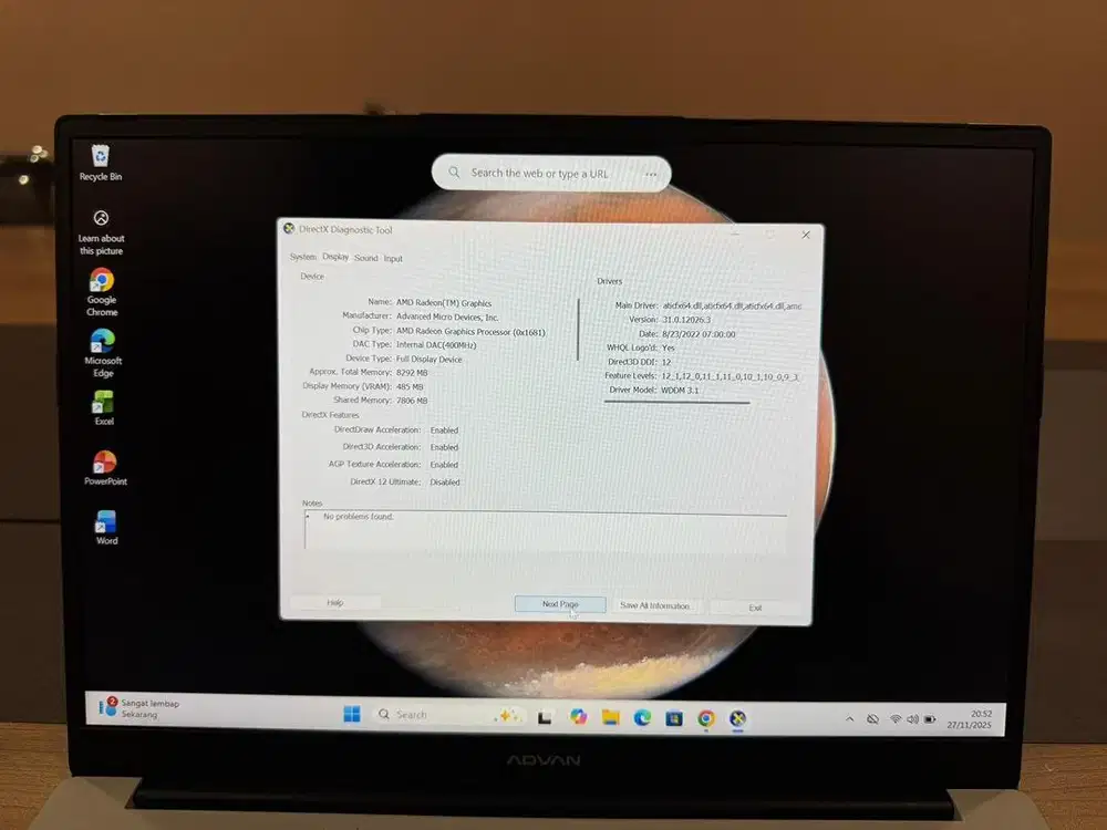 LAPTOP ADVAN WORK PLUS R7 T-16S5 (FULLSET)