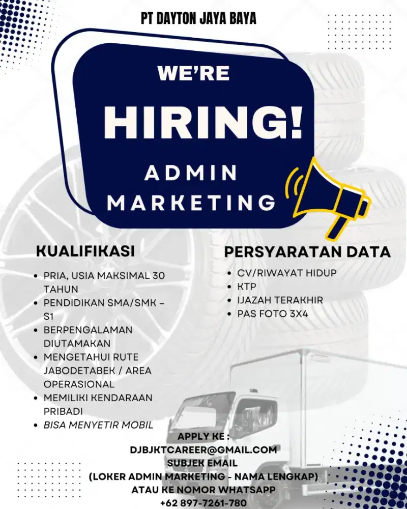 Dibutuhkan segera! Admin Marketing - Pergudangan KBC