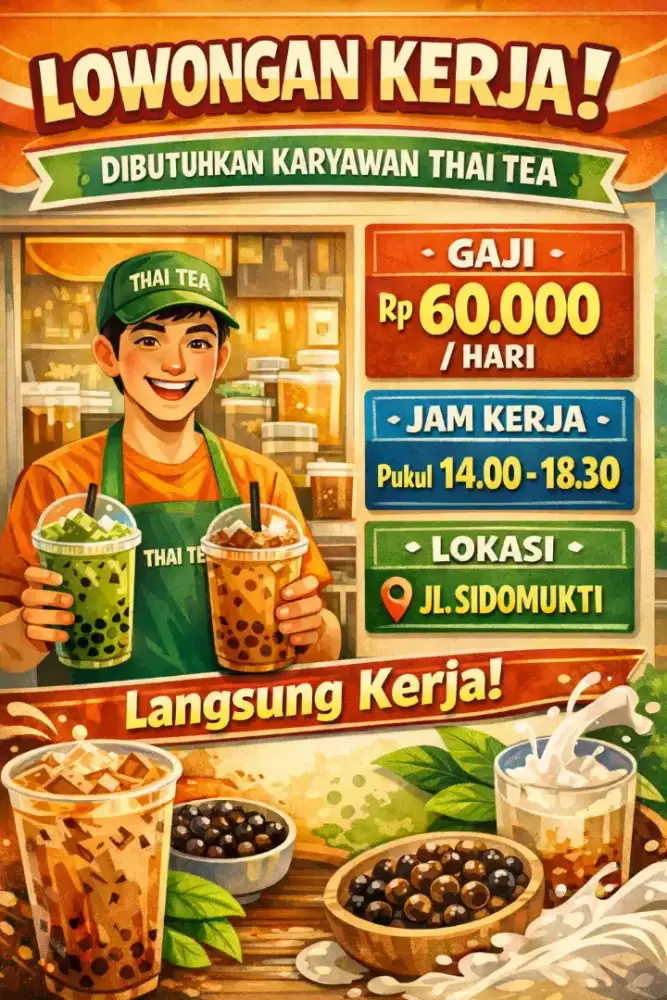 Cari karyawan freelance untuk stand Thai tea