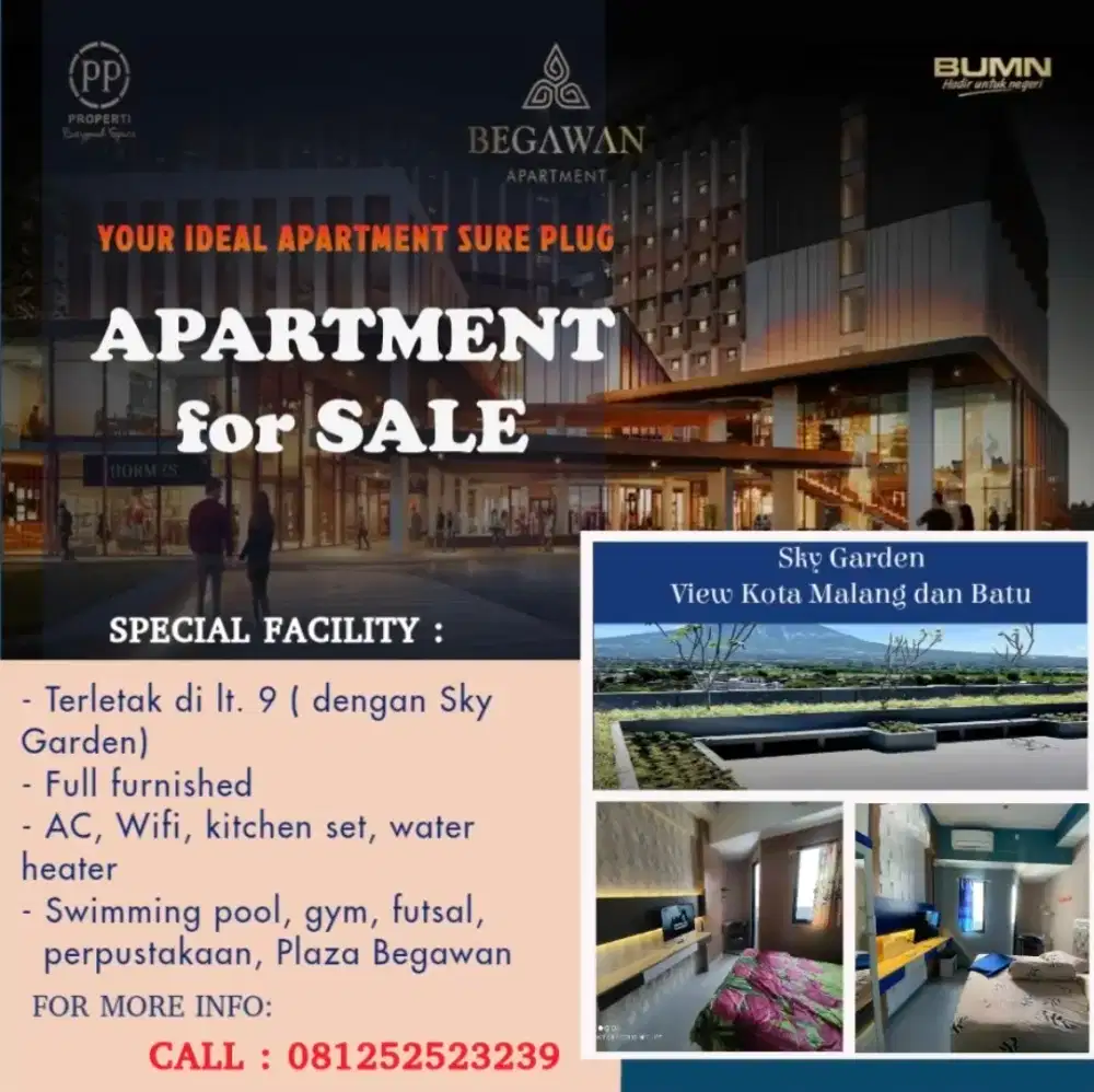 Dijual/disewakan Unit Apartemen di Begawan Apartment