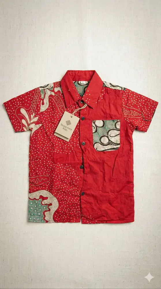 FREE: Kemeja Batik Anak Red Festive – Cocok Buat Bukber!