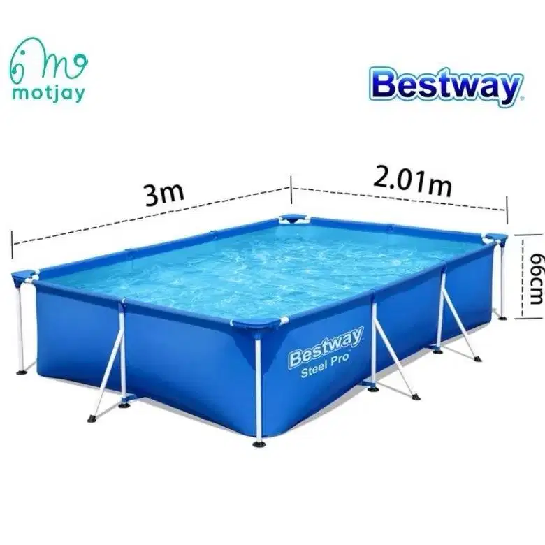 KOLAM RENANG BESTWAY STEEL PRO FRAMED POOL 300cm x 201cm x 66cm