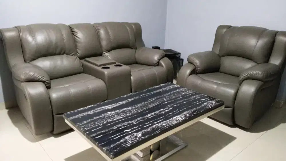Sofa Vassa Reclening Manual Set Meja Marmer Asli