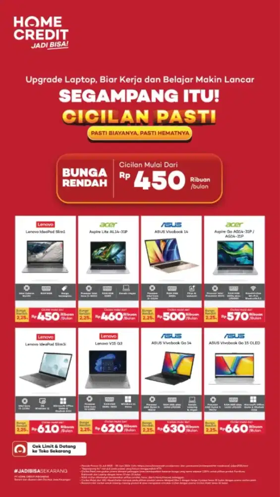 Mau cicilan laptop ? Homecredit aja