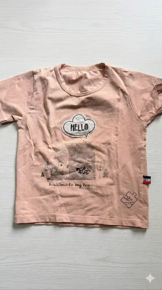 [GRATIS] Kaos Anak Peach Lembut - Desain Hello Home Berkah Ramadhan