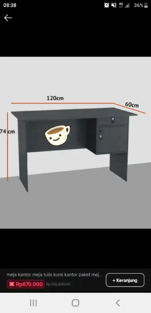 Meja Tulis Kantor Office Standard Knock Down