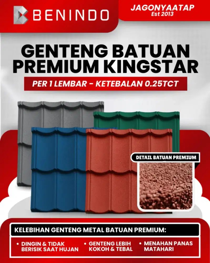ATAP RUMAH GENTENG BATUAN PREMIUM KINGSTAR ROOF