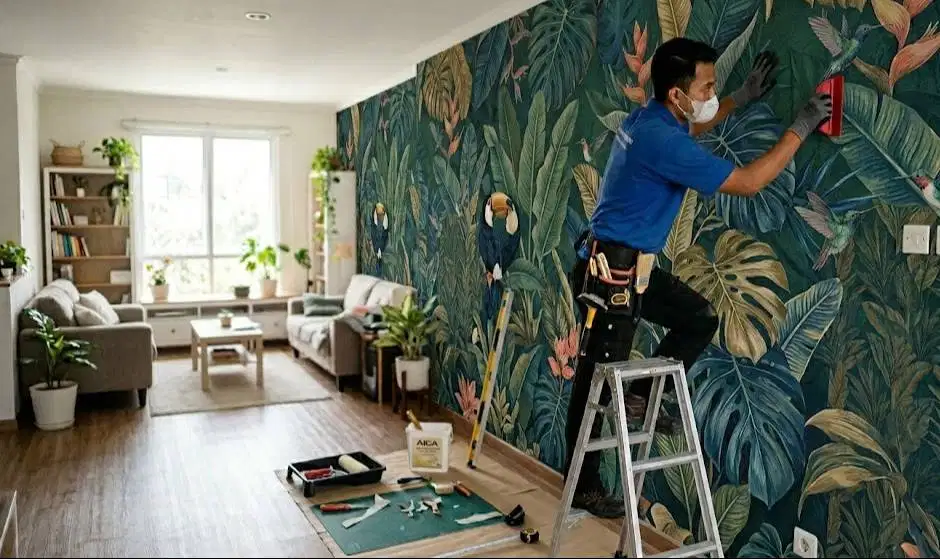 JASA PEMASANGAN WALLPAPER DINDING DENGAN RAPI, CEPAT & BERGARANSI