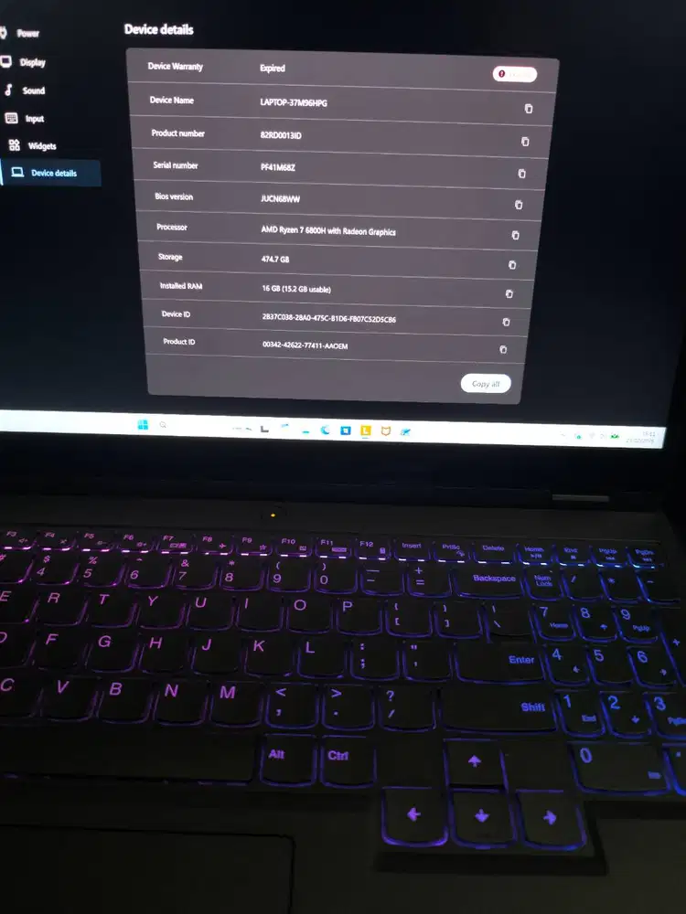 Jual Laptop LENOVO LEGION 5-15ARH7 16GB SSD 512GB VGA RTX3060