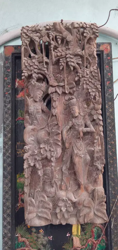 Ukiran kayu 2 penari bali