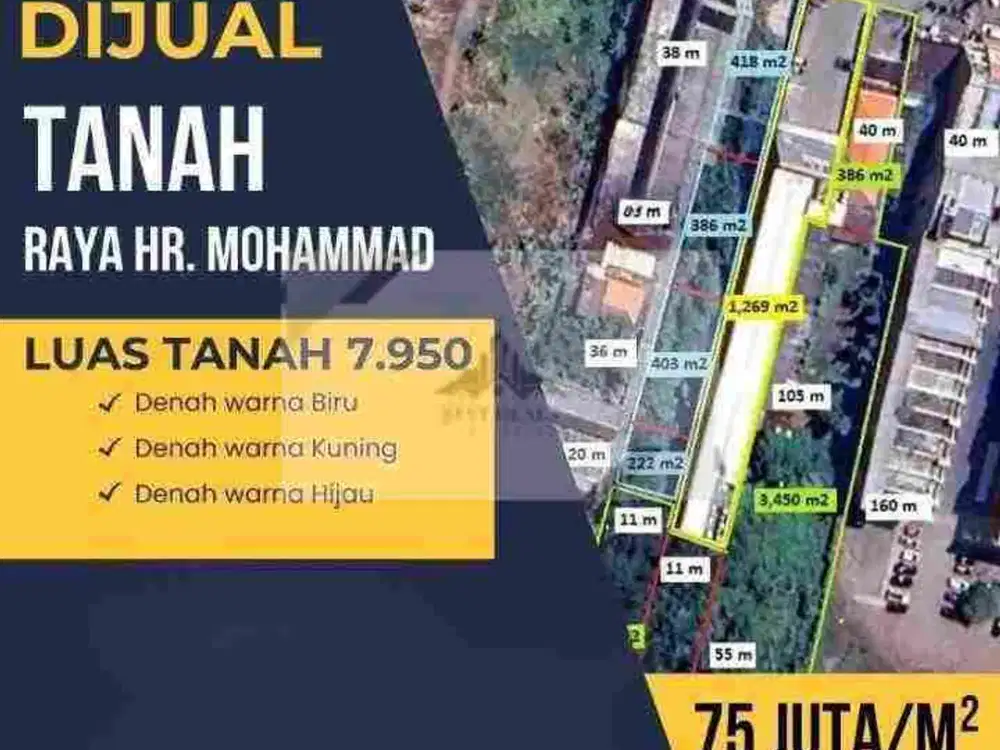 tanah siap bangun Hr muhammad nol jalan Raya