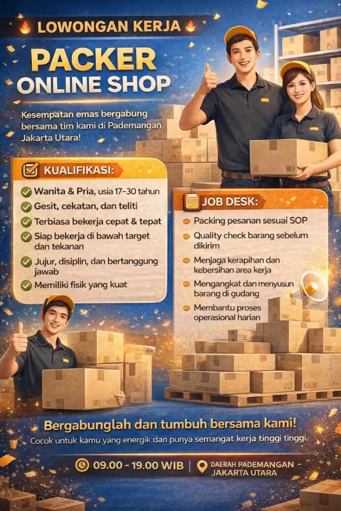 DIBUTUHKAN CEPAT LOKET UNTUK PACKER ONLINESHOP