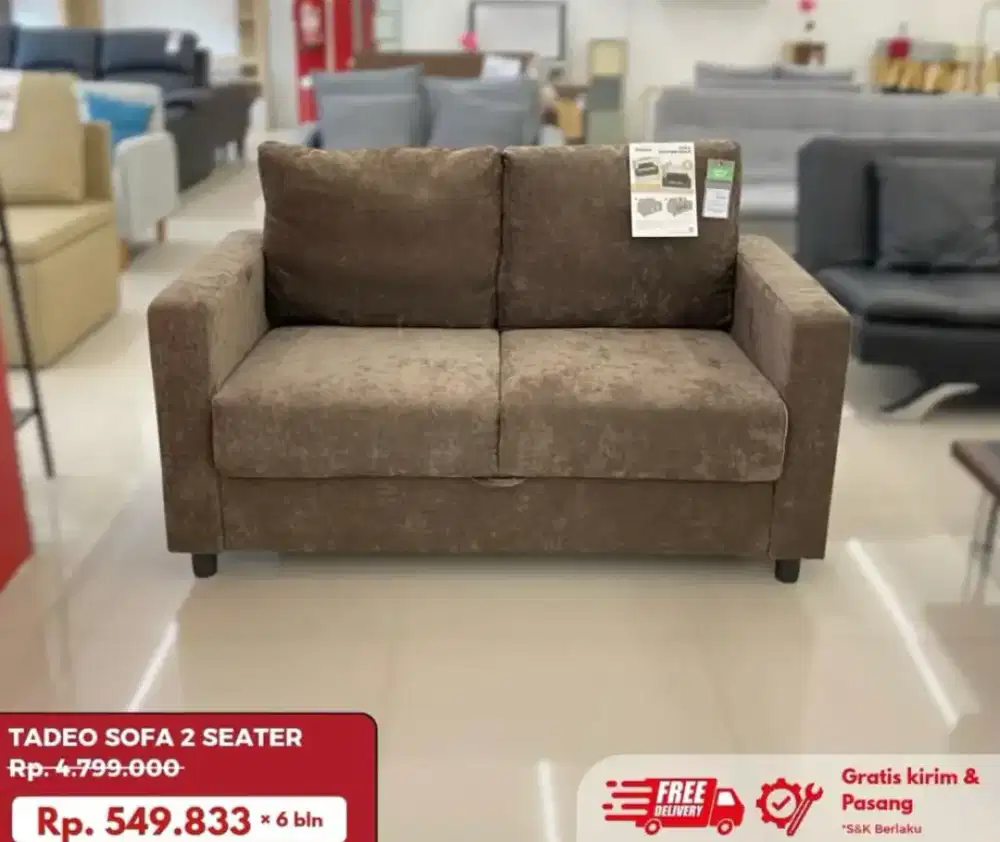 Sofa 2 seater dengan penyimpanan