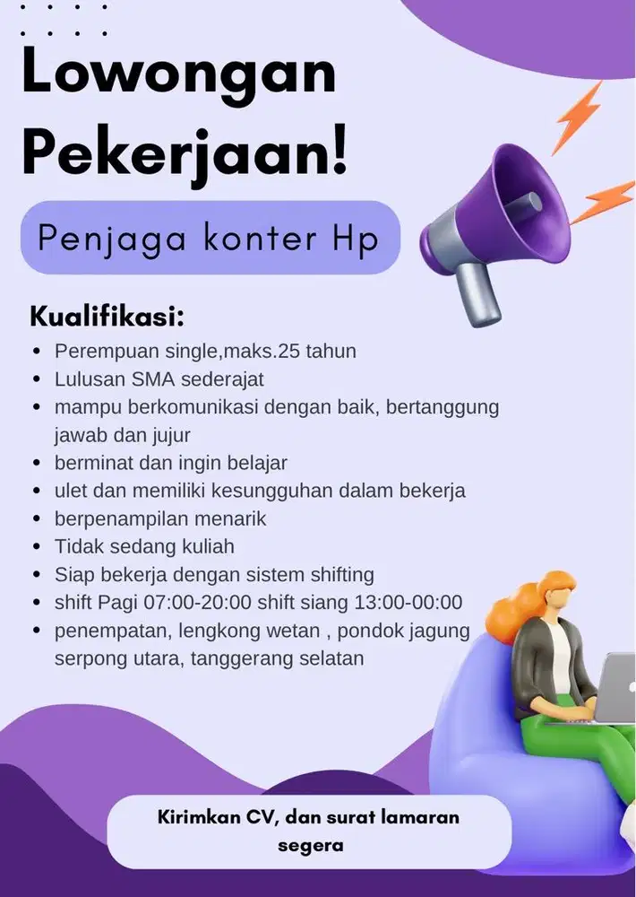 Lowongan penjaga konter Hp