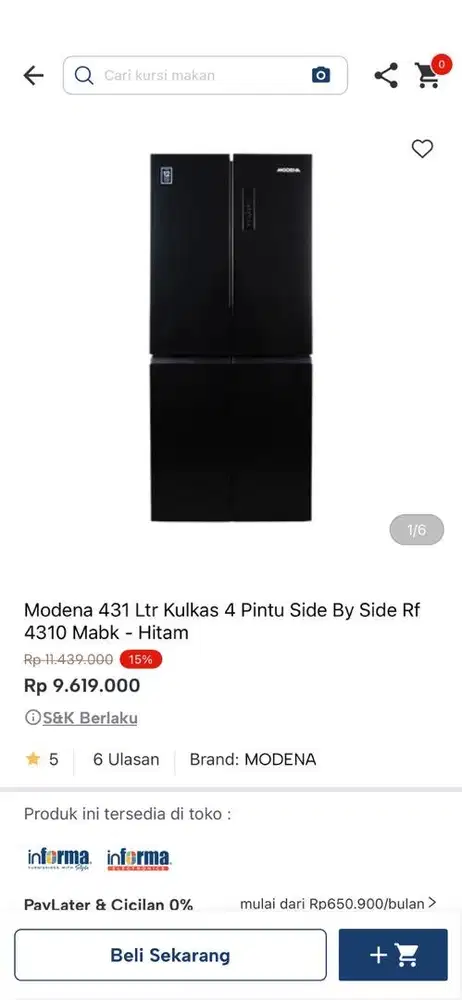 kulkas modena 3 pintu