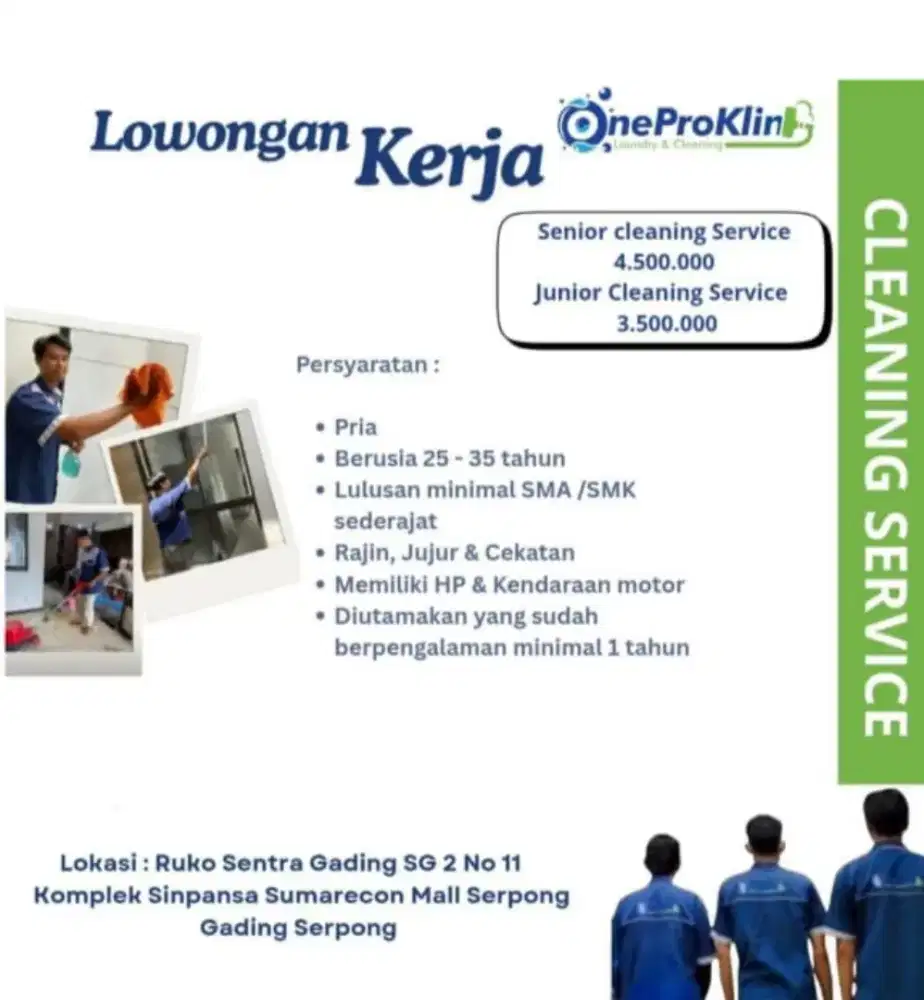 Lowongan Kerja Cleaning Sevice