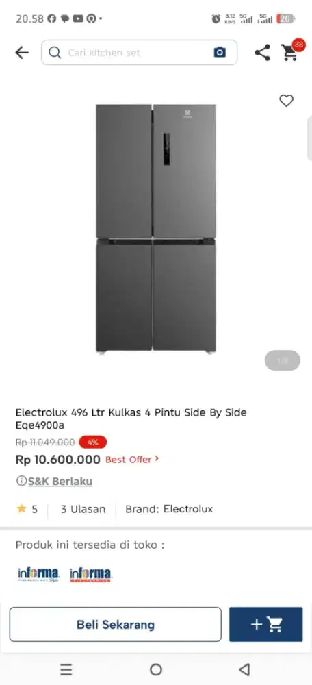 Promo kulkas electrolix 4 pintu